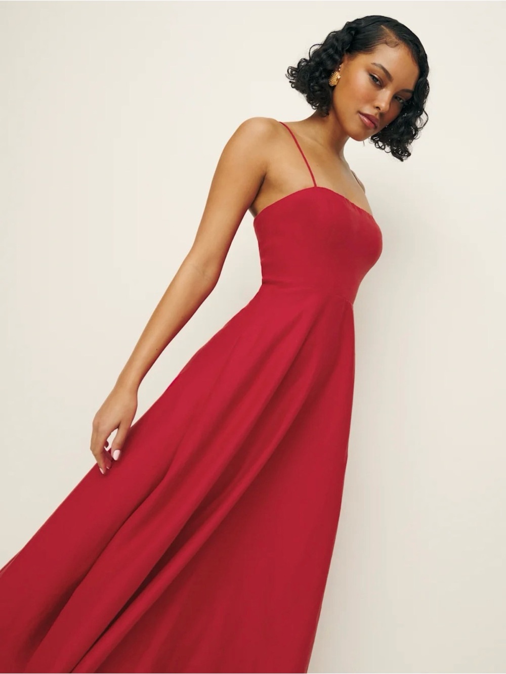 Reformation Monette Linen Dress in Cherry - Picture 4 of 14